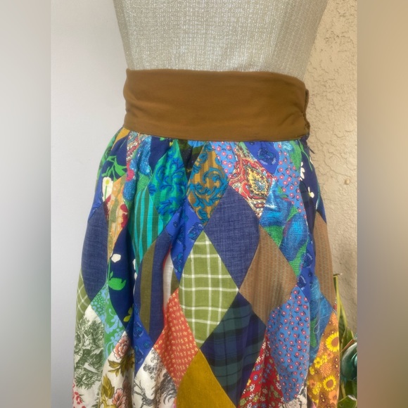 60’s vintage patchwork hand made diamond hem maxi skirt - Picture 5 of 16